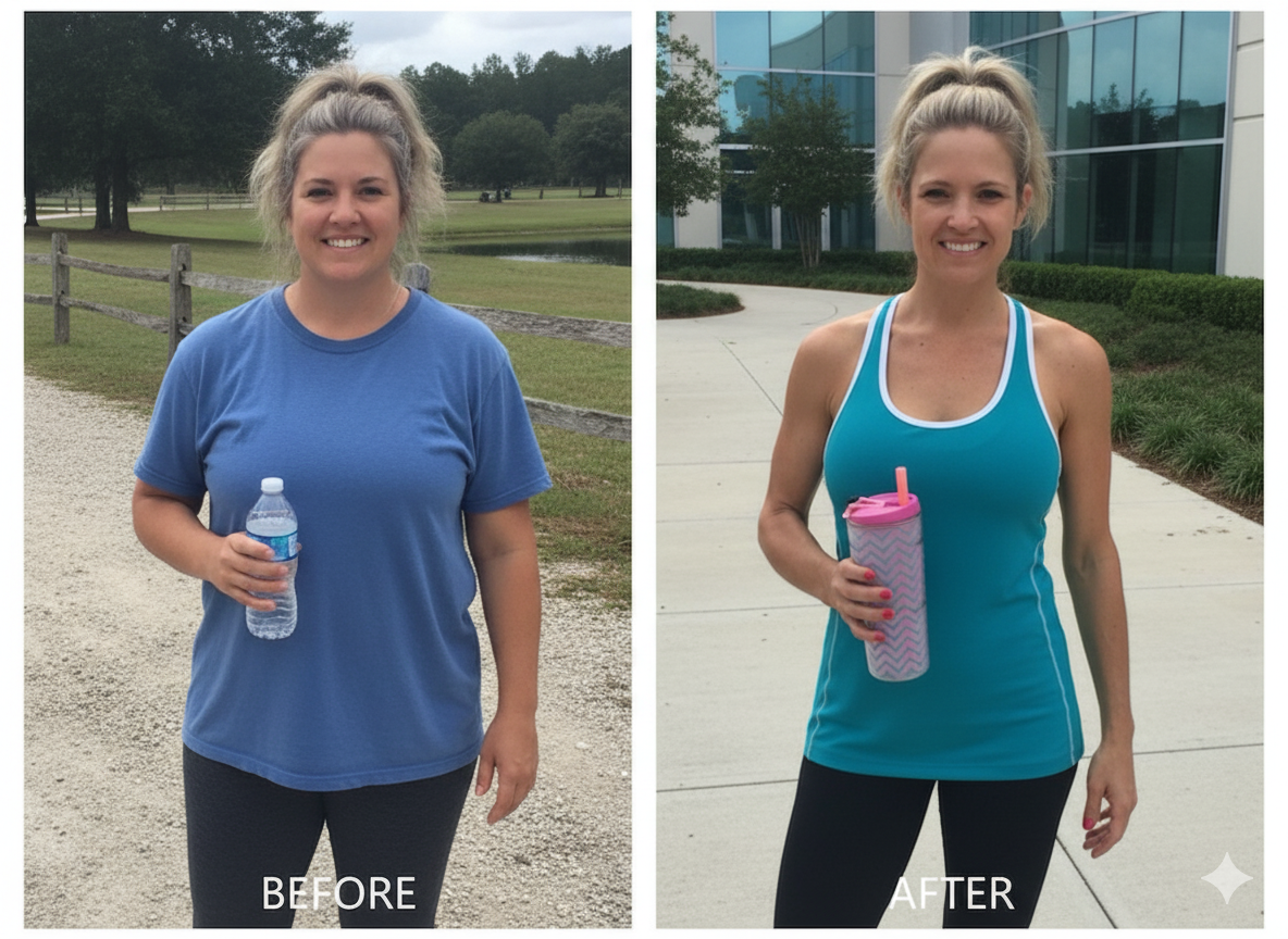 Rebecca's transformation journey - before and after